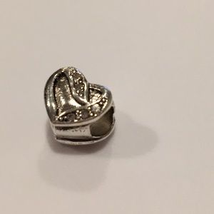 Silver heart charm with brilliant crystals